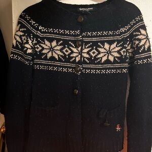 Navy and White Women's Sweater
